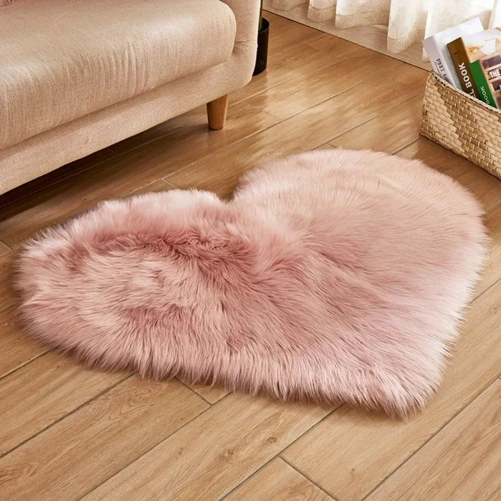 Hemasa Valentine'S Day Small Heart-Shaped Plush Area Rug Soft Indoor Carpet for Living Room Bedroom Cozy Home Decor New Year'S Gift