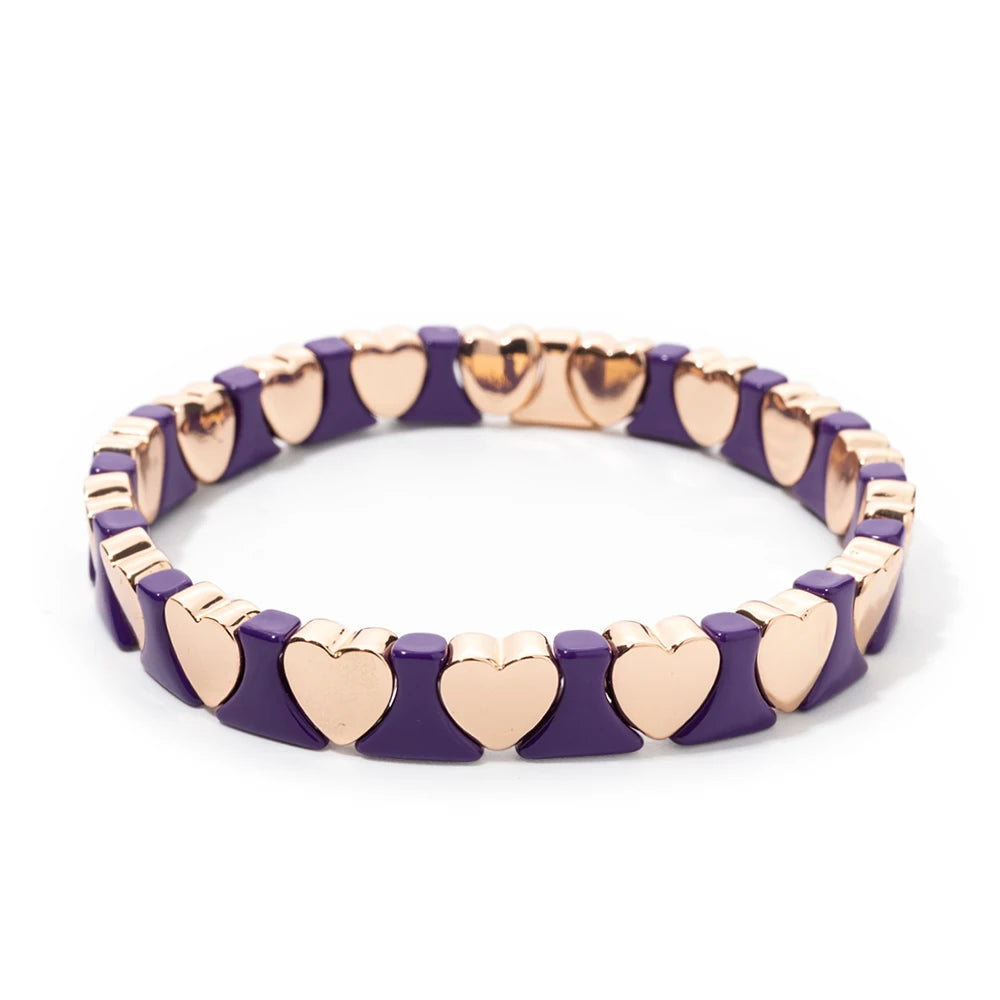Tejesa Gold Color Heart Shape Bracelets / Elastic Love Bangle For Women Couple Jewelry