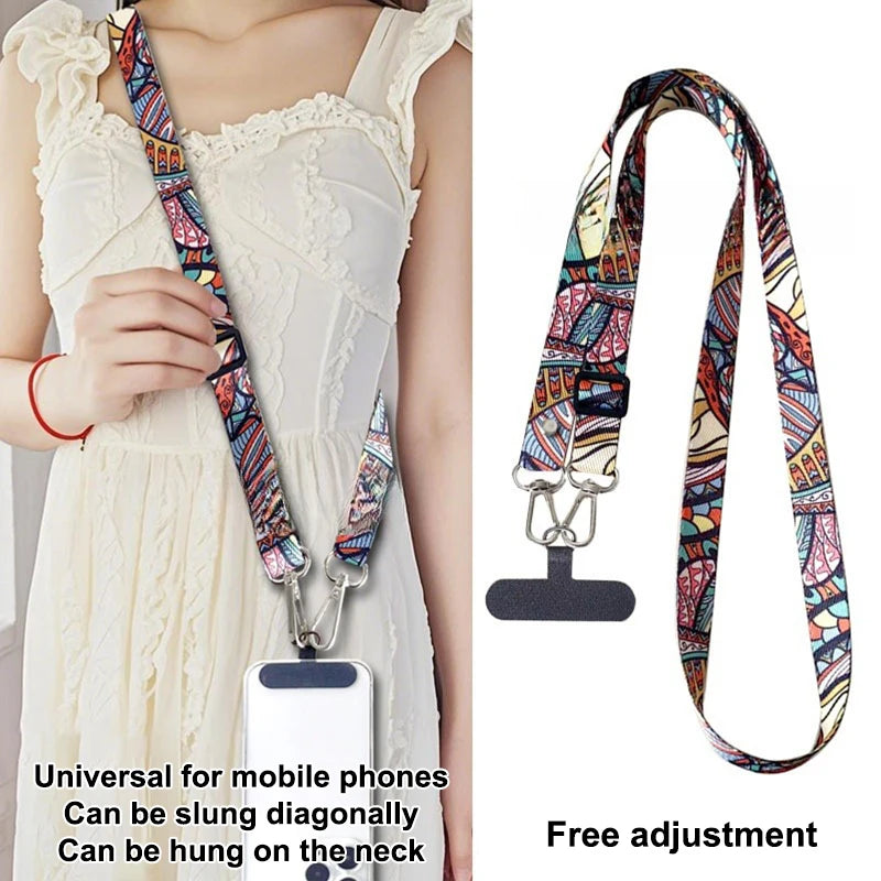 Universal Mobile Phone Lanyard, Adjustable, Neck & Crossbody Strap, Includes Anti-Loss Cable & Case Key Gasket