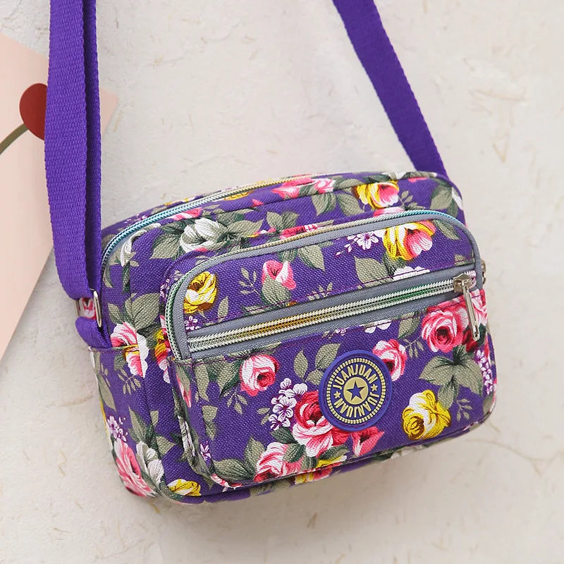 Tejesa Mini Canvas Crossbody Bag for Women Fashionable Small Handbag Soft Polyester Lining Zipper Closure Everyday Use Crossbody Bag