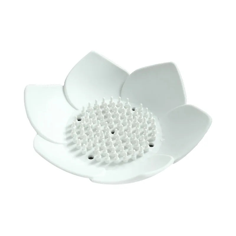 Petal Shape Soap Dish Non-slip Silicone Soap Box Container Bathroom Storage Tray Portable Home Kitchen Drain Sponge Holder