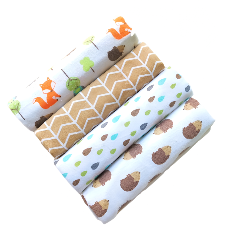 Hemasa 4pcs/pack 100% Cotton Flannel Diapers Supersoft Receiving Baby Blanket Newborn Wrap 76x76cm Baby Bedsheet Print Blanket Swaddle