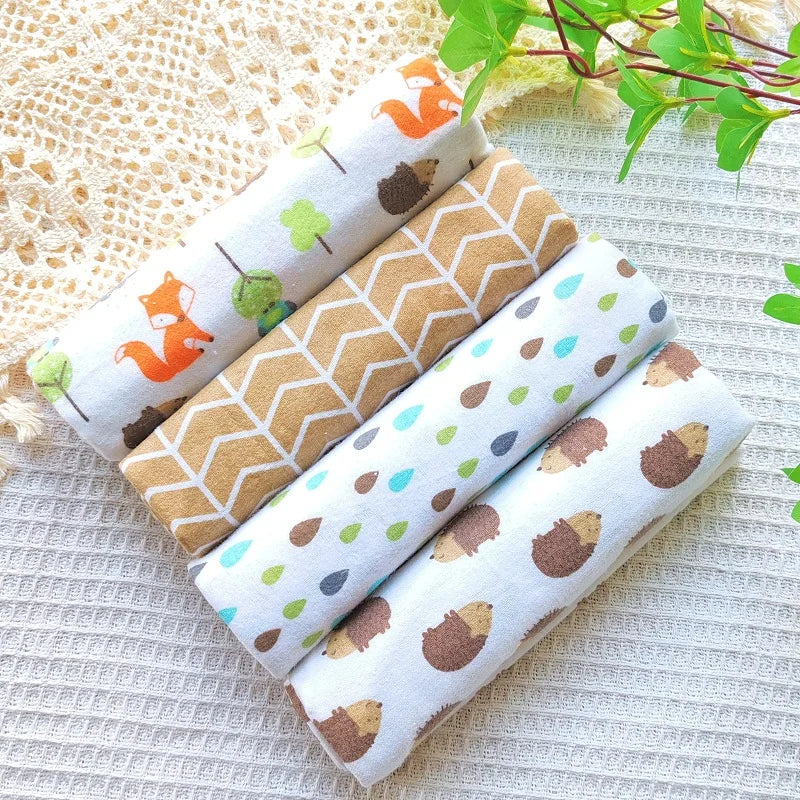 Hemasa 4pcs/pack 100% Cotton Flannel Diapers Supersoft Receiving Baby Blanket Newborn Wrap 76x76cm Baby Bedsheet Print Blanket Swaddle