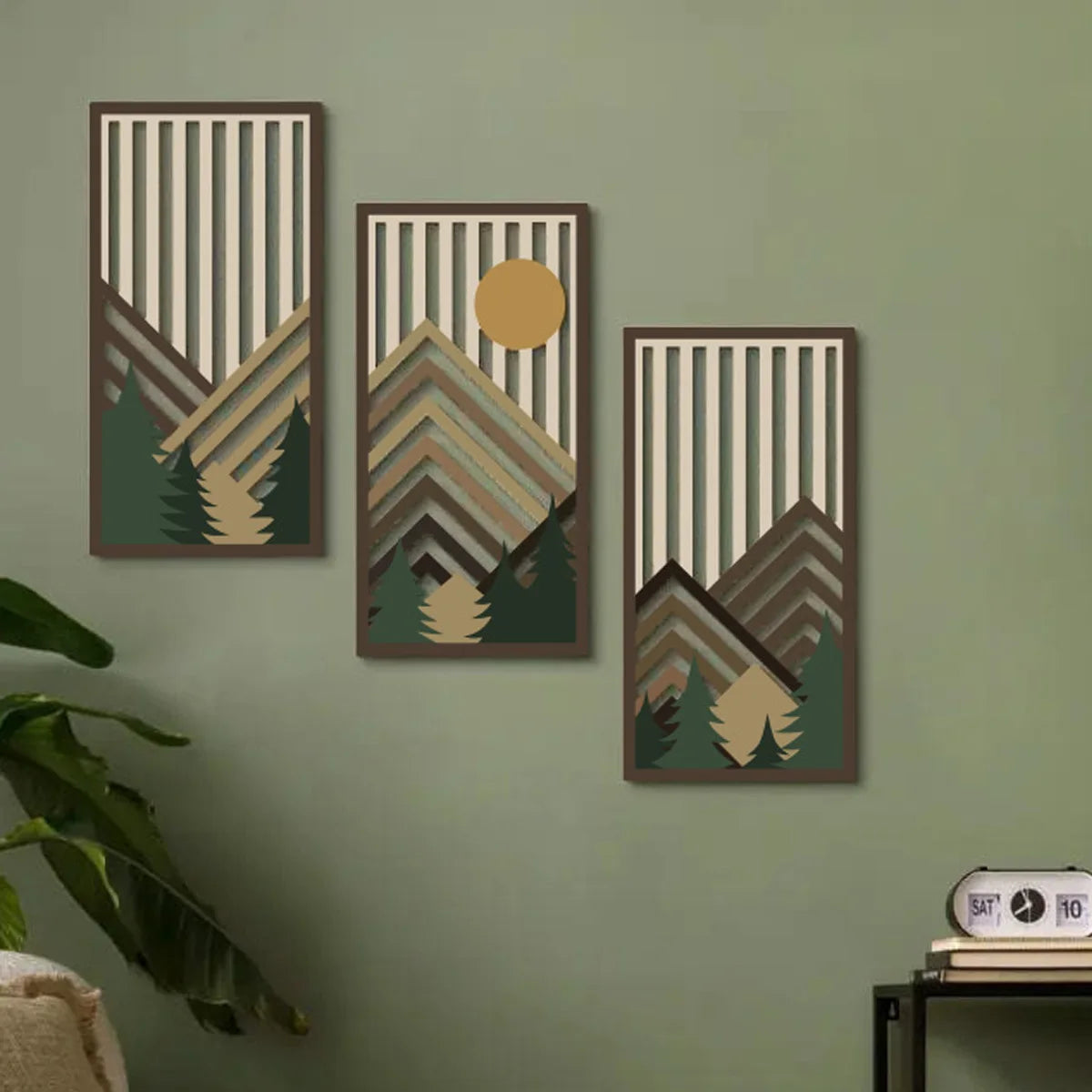 Hemasa 3pcs Wooden Wall Decor Set hollow wooden decoration, hanging wooden signs wall art decoration crafts