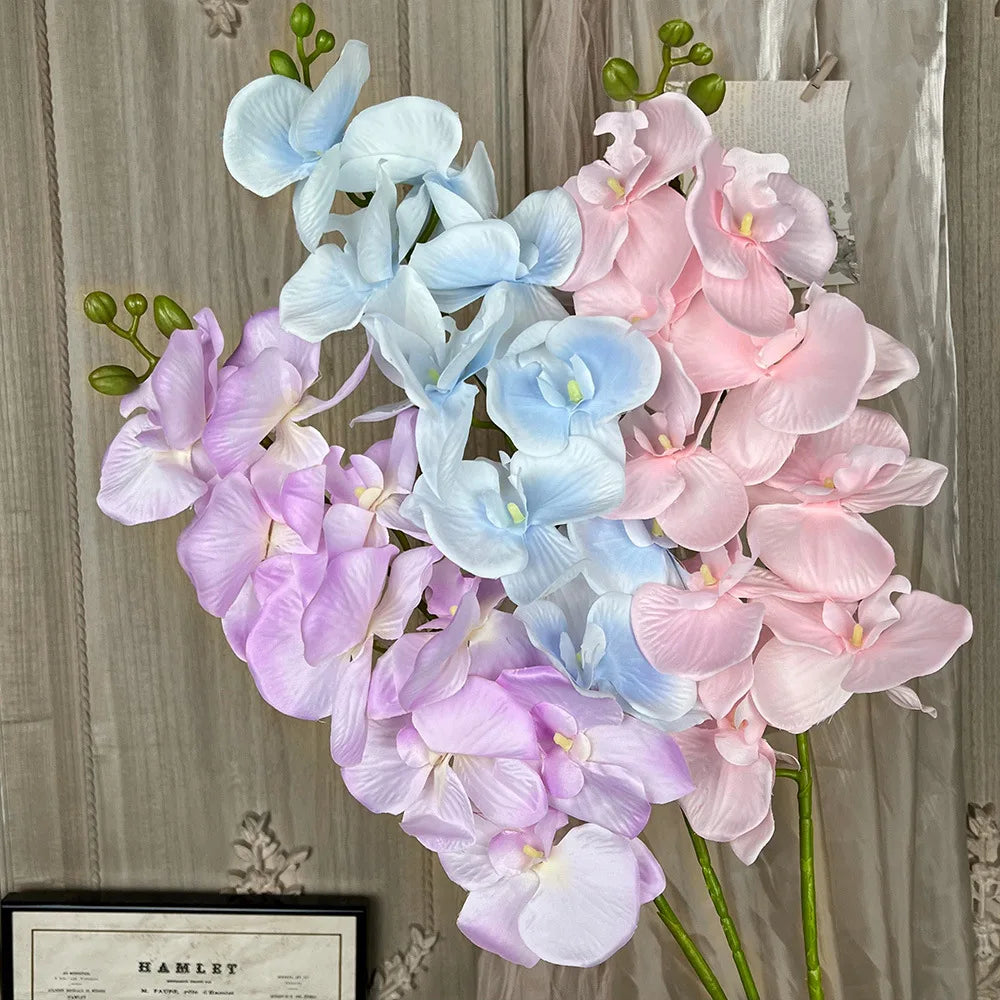 3D Silk Butterfly Orchid Artificial Flower Branch Home Vase Table Decor Wedding Outdoor Garden Bride Bouquets DIY Wreath Gift