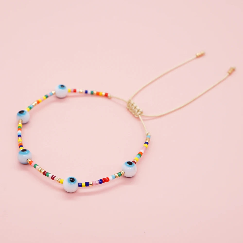 GO2BOHO New Turkish Evil Eye Beads Bracelet Handmade Trendy Friendship Bracelets for Women