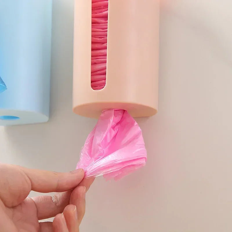Hemasa 1pc Kitchen Garbage Bag Storage Hole-Free Holder Self-Stick Wall Mounted Home Bathroom Plastic Bag Holder