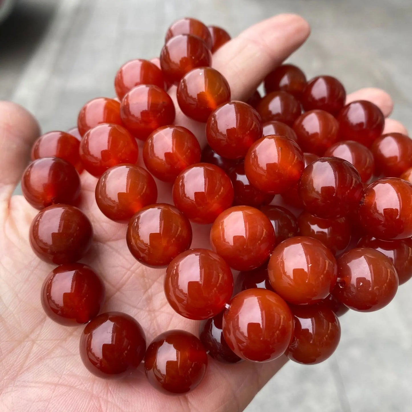 Hemasa Natural Red Carnelian Beads Bracelets /Natural Red Agate Onyx Stone Beads Stretch Bracelets