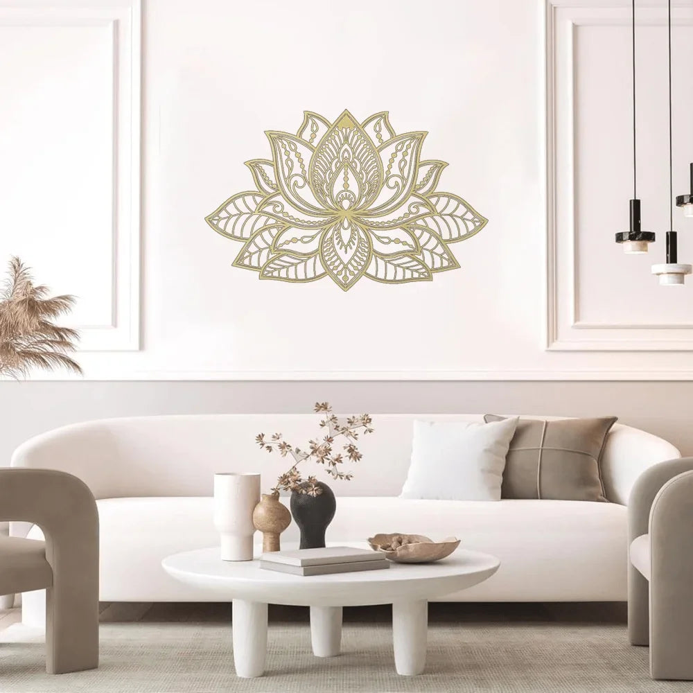 Hemasa  Mandala Metal Wall Embellishment Lotus Bloom Peaceful Room Decor