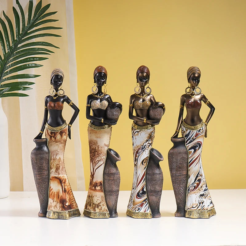 Hemasa African Style Resin Craft Figurines/ Black Woman Art Sculpture for Bedroom/Living Room/Bar Cabinet/ Entryway Decor