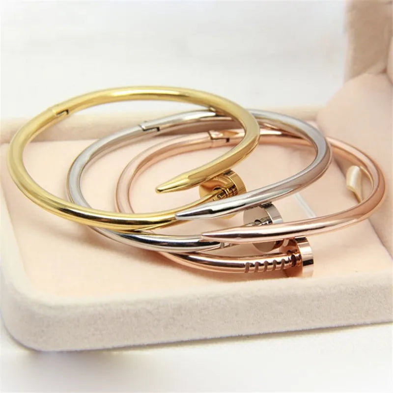 316L Stainless Steel White Drop Glue Three Crystal Enamel Shell Buckle Women's Bracelet Bangle Goden Wedding Jewellery