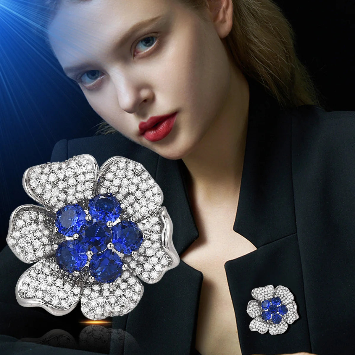 Retro niche small orchid magnetic buckle new temperament versatile inlaid diamond zircon flower corsage accessories