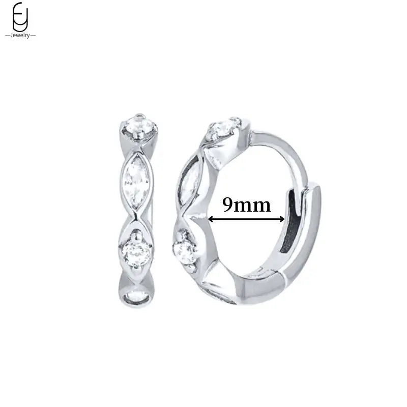 Hemasa 925 Sterling Silver Ear Buckles Fashion Hoop Earrings /White Crystal Luxury Women's Earrings Wedding Women's Jewelry Premium Gift
