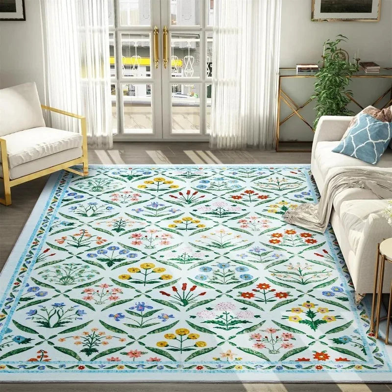 Tejesa Floral Print Bedroom Carpets /Art Living Room Rugs/ Large Area Foldable Machine Washable Soft Floor Mats Alfombra Tapis 러그