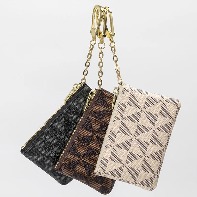 Coin Purse Wholesale Mini Short Zipper Wallet Small Bag Plaid Printing Keychain Pouch Custom Pendant Decoration Gift