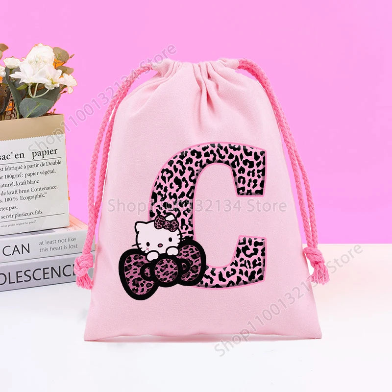 Sanrio Hello Kitty Drawstring Bagfor  Kids /Anime Letter Printed Bags Cookies Candy Storage Bag Wedding Jewelry Gift Bag
