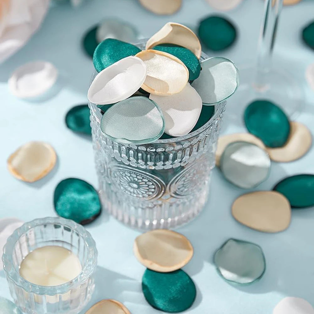 100pcs Silk Rose Petals for Wedding Green Flower Petals Flower Girl Basket Runner Bridal Marriage Table Decor