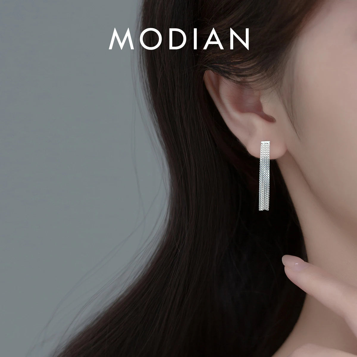 Modian Solid 925 Sterling Silver Long Tassel Summer New Design Dangle Earrings Simple Fashion Drop Ears For Women Jewelry Gifts