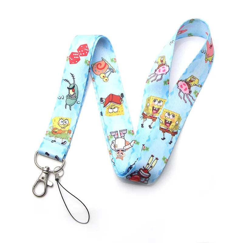 POP MART Spongebob Cartoon Key Lanyard ID Badge Holders Animal Phone Neck Straps with Keyring Phone Accessories D042