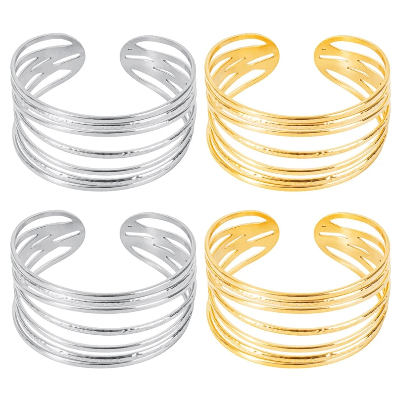Fashion New stainless steel Opening Adjustable Hollow Multi Layer Smooth Line Personalized Women's Accessory Bracelet