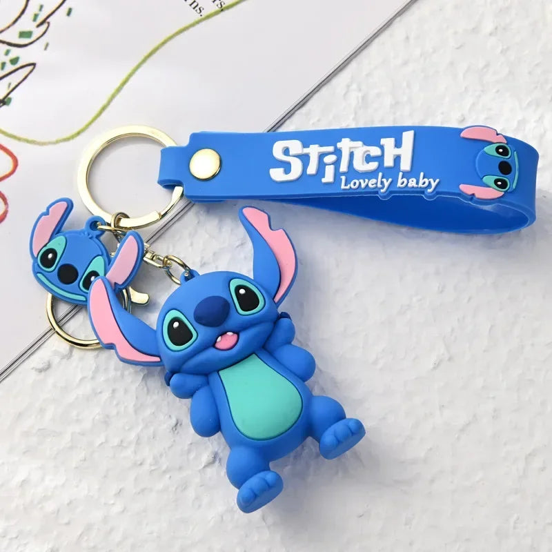 Disney Creative Cartoon 3D Silicone Stitch Pendant Keychain for Women Men Teens Backpack Bag Car Keys Accessories Gifts for Fans