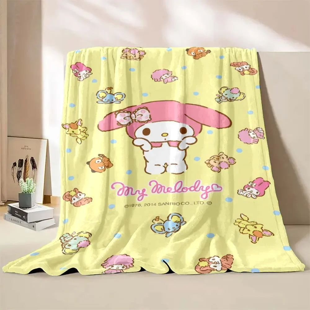 My Melody Flannel Blanket Sanrio Soft Fluffy Quilt Thicken Plush Nap Blanket Cartoon My Melody Sofa Blanket Child Adult Gift