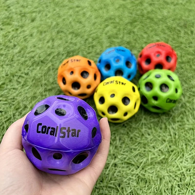 Hemasa   4 pcs Super High Bouncing Ball PU Foam Solid Moon Shape Bouncy Ball Kids Indoor Outdoor Sports Stress Relief Toy Sensory Ball for Kids