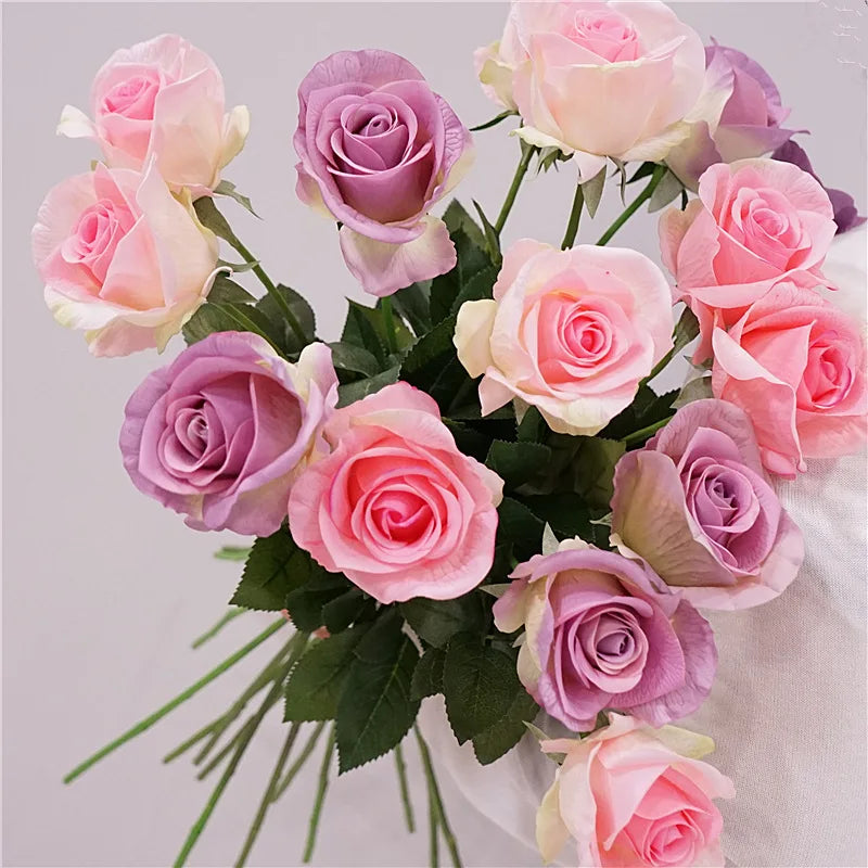 5Pcs Moist Feel Rose Artificial Flowers Branch Home Decoration Real Touch Roses Wedding Bouquet Party Table Flower Arrangement