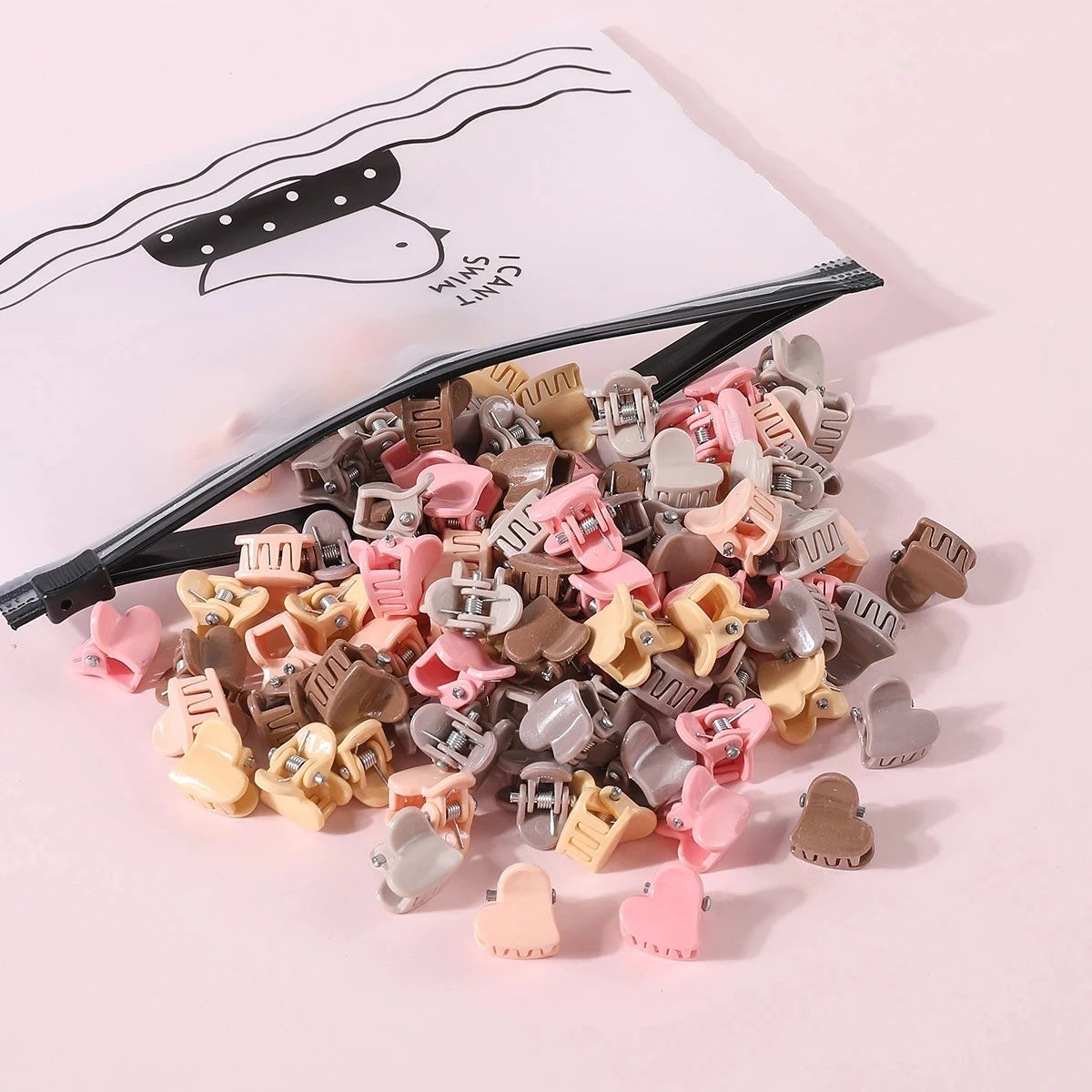 50pcs Girls Small Hair Claw Clips Colorful Plastic Clips Hairpin Flower Heart Mini Multi-Shape Hair Claw Kids Hair Accessories