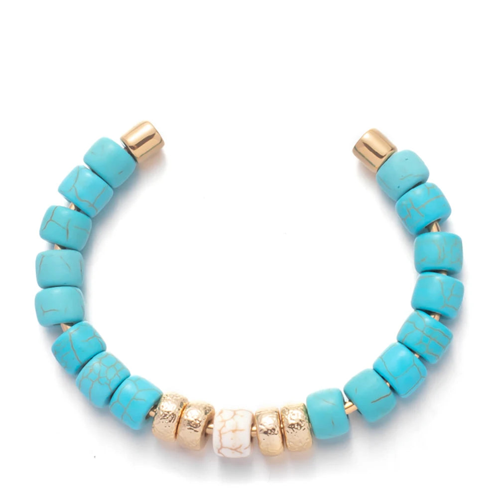 Tejesa Colorful  Natural Stone Cuff Bangle Bracelets For Women