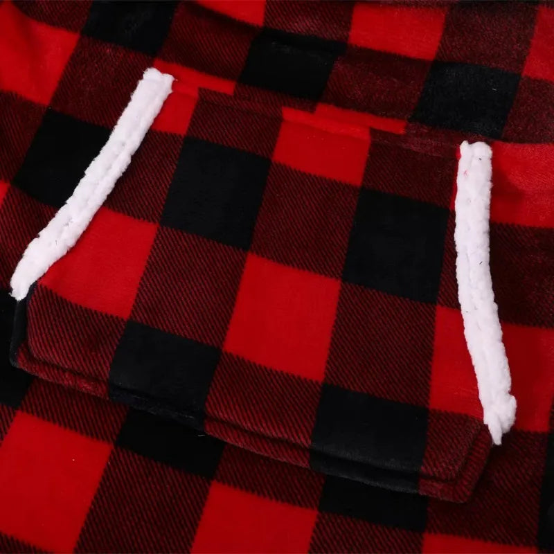 Winter Hoodies Sweatshirt Women Men Pullover Fleece Giant TV Oversized Blanket with Sleeves Robe Wearable Blankets
