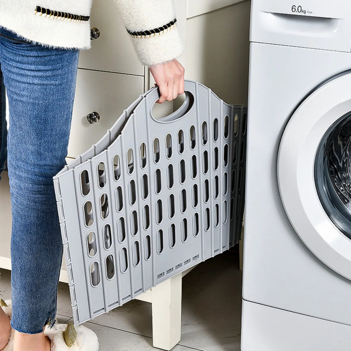 Tejesa Modern Foldable Laundry Hamper High-capacity Portable Dirty Clothes Organizer Durable Laundry Basket for Home Bathroom