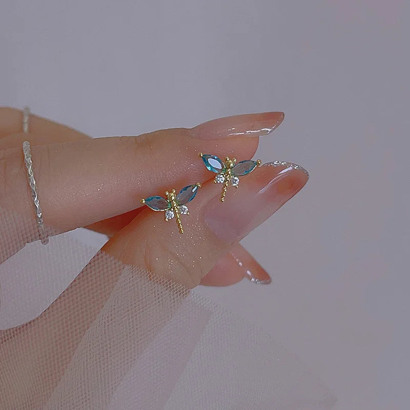 Simple Crystal Butterfly Earrings for Women Exquisite Elegant Zircon Fancy Female Stud Earrings Party Daily Wear Trendy Jewelry