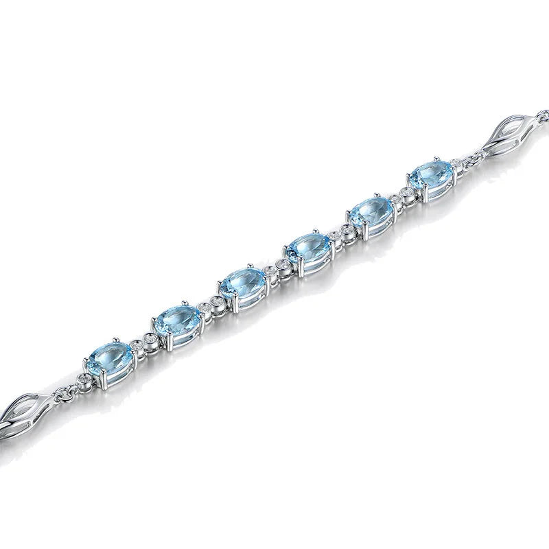 Hemasa  925 Sterling Silver Bracelet Sapphire Silver Bracelet For Woman /Girls
