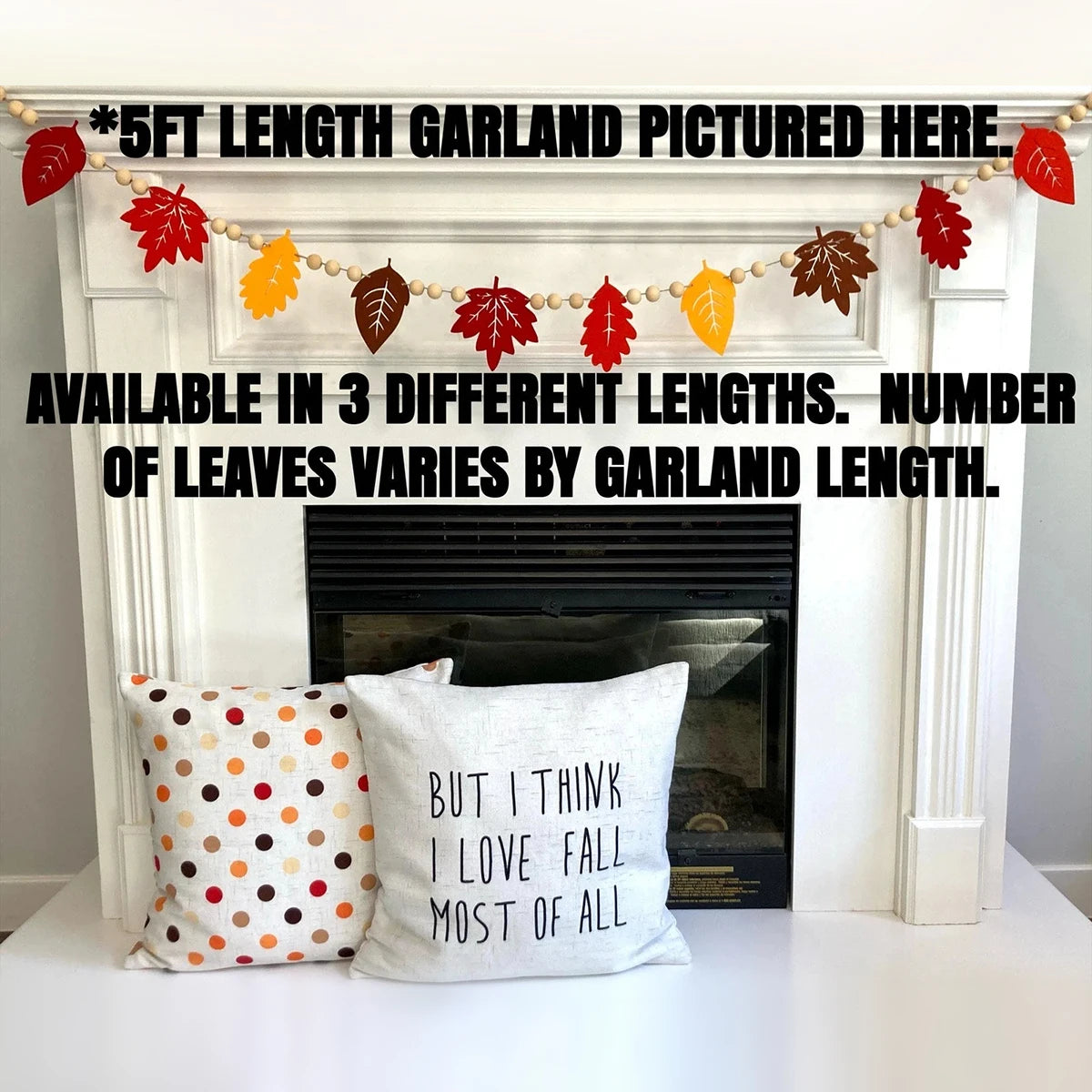 Autumn Leaf Garland Fall Maple Leaf Hanging Banner for Harvest Thanksgiving Seasonal Home Decoration Wood Bead Felt Decor Gift
