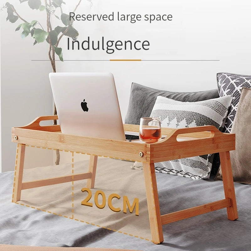 Hemasa  Bamboo Wood Bed Tray Portable Folding Laptop Desk Tea Food Serving Table Folding Leg Laptop Desk On The Bed