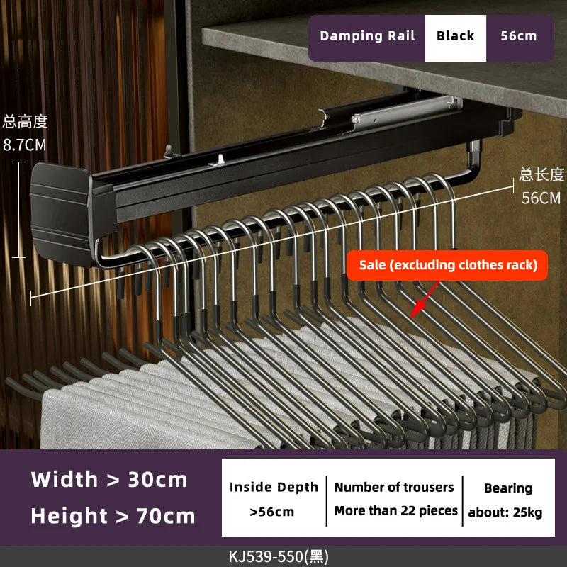Hemasa Wardrobe Clothing Holders Trousers Racks Cabinet Clothes Storage Rack Pants Shelves Push-pull Damping Rack