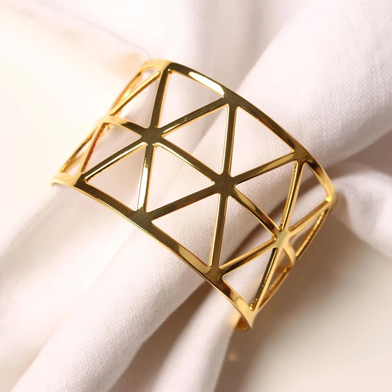 3/6/12Pcs Gold Silver Napkin Ring Hollow Paper Napkin Buckles Napkin Holder Birthday Wedding Christmas Party Decor Dinner Table