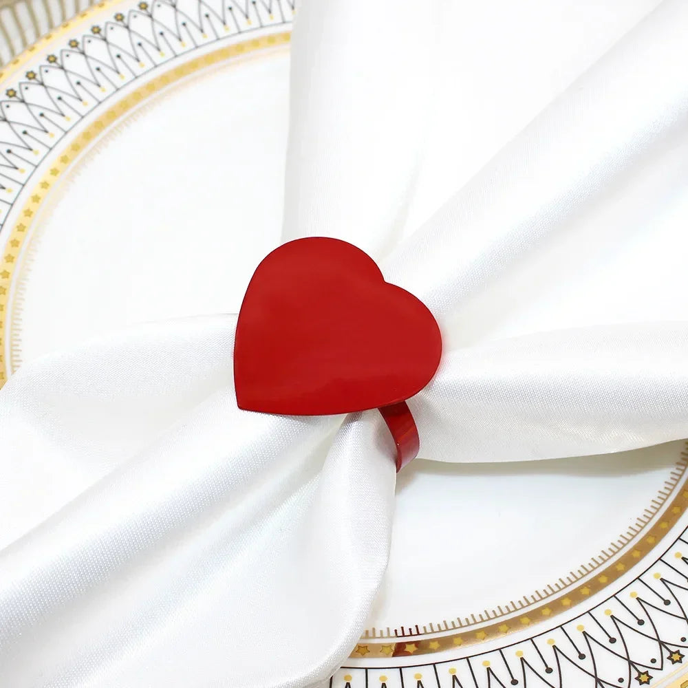 Hemasa 6PCS/SET Red Heart Napkin Rings