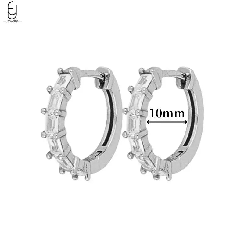 Hemasa 925 Sterling Silver Ear Buckles Fashion Hoop Earrings /White Crystal Luxury Women's Earrings Wedding Women's Jewelry Premium Gift