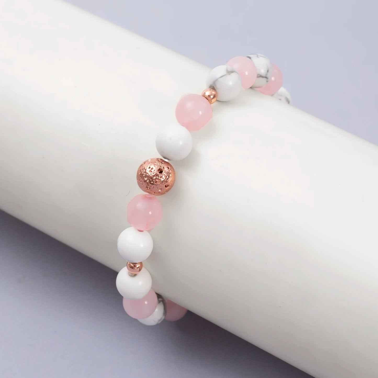 FTCY Stress Relief Yoga Relaxation Bracelets for Women Lava Rock Pink Zebra Jasper Anti Anxiety Adjustable Beaded Hand Chains