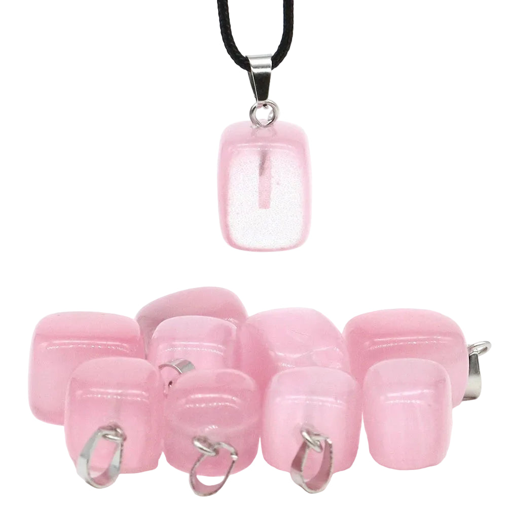 Natural Healing Irregular Tumble Stone Necklace Reiki Mineral Rose Quartz Tiger Eye Pendants for Women Men Jewelry Making Gifts