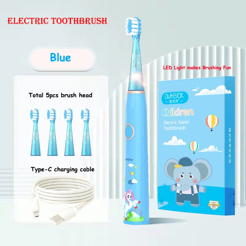 Children Sonic Electric Toothbrush Cartoon Kids With Replace The Toothbrush Head Ultrasonic Electric Toothbrush Sonic Brush Head