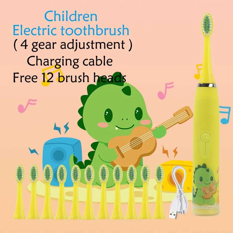 Children Sonic Electric Toothbrush Cartoon Kids With Replace The Toothbrush Head Ultrasonic Electric Toothbrush Sonic Brush Head