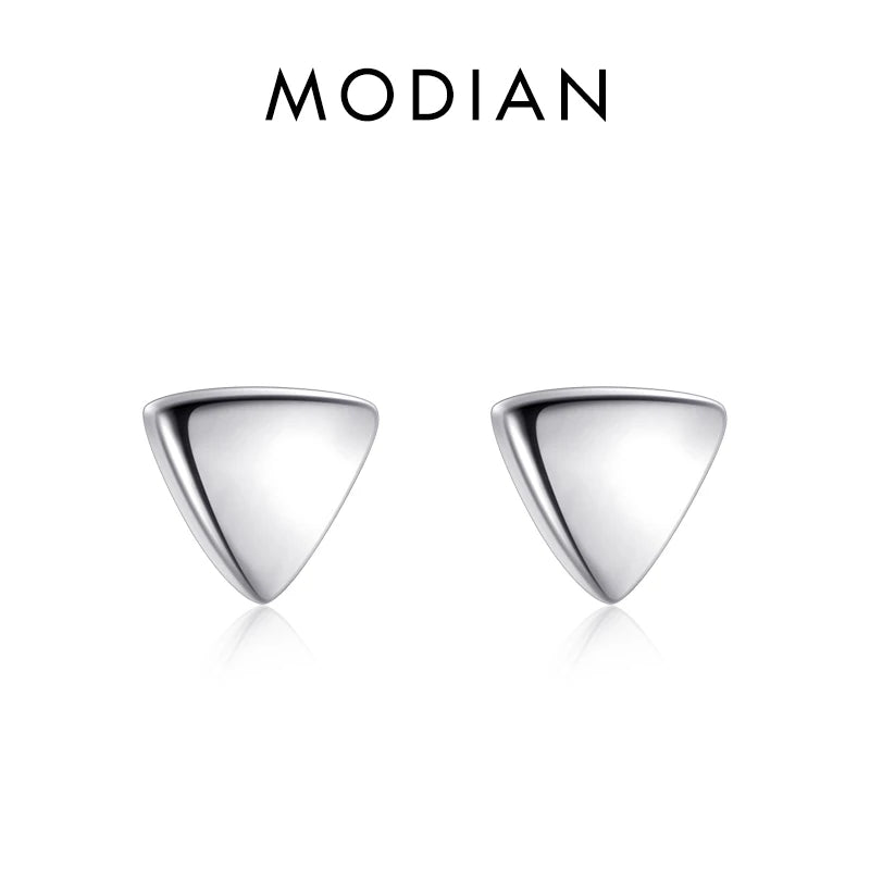 Modian 2021 Hot Sale Real 925 Sterling Silver Fashion Exquisite Triangle Stud Earrings Simple Style For Women Jewelry Bijoux