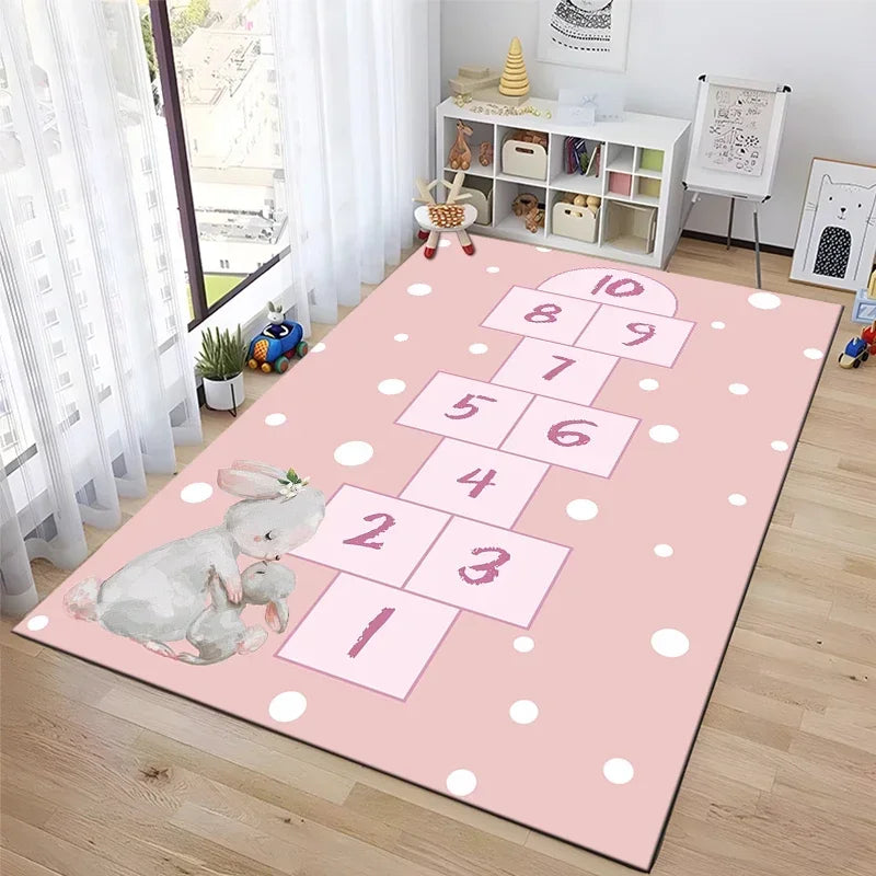 Tejesa Hopscotch Indoor Cartoon Parent-child Game Decoration Carpet Bedroom Bedside Children's Number Game Room Decoration Floor Mat