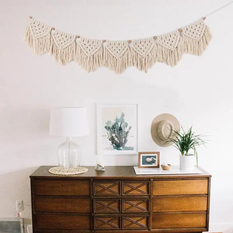 Hemasa Macrame Wall Hanging Tapestry Hand Woven Macrame Tapestry Boho Decor Modern Boho Tapestry Wall Decor Macrame Banner Garland