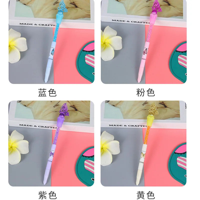 Hemasa Butterfly Sequins Quicksand Gel Pen  Fairy Pen Cute Cartoon Quicksand Gel Pen Student Stationery Gift