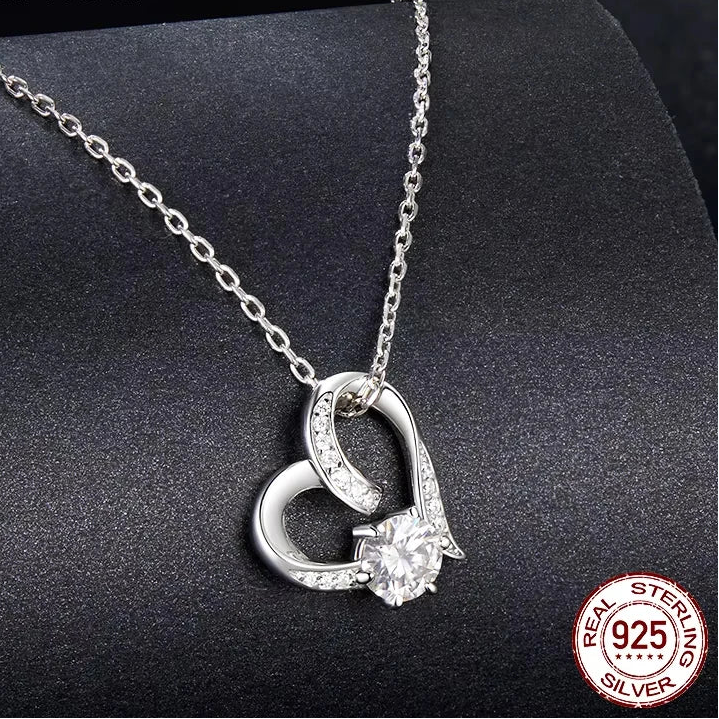 Tejesa Heart Necklaces for Women/Forever Love Moissanite 925 Sterling Silver Minimalist Heart Pendant Necklace