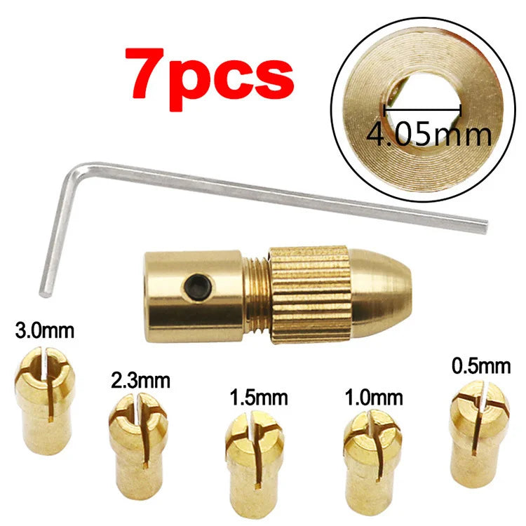 7 in 1 2.35/3.17/4.05/5.05mm Mini Drill Chucks Adapter Small Electric Drill Bit Collector Micro Twist Chuck Tool Kit Woodworking
